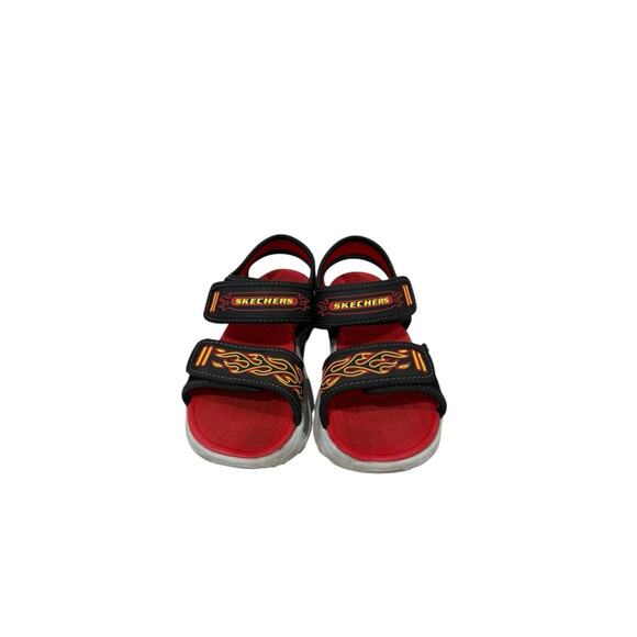 Skechers Thermo Splash Black Red Light Up Flame Sporty Sandals Boys Youth 2 - Picture 2 of 7